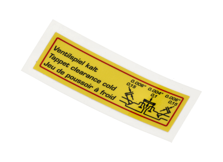 Autocollant de jeu de soupape. Porsche356B/356C/912 - 64470100100 - 1601503300