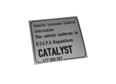 Catalytic Converter decal. Porsche 911 / 924 / 928 / 944 / 968 / Boxster - 477000267 - PAKCA