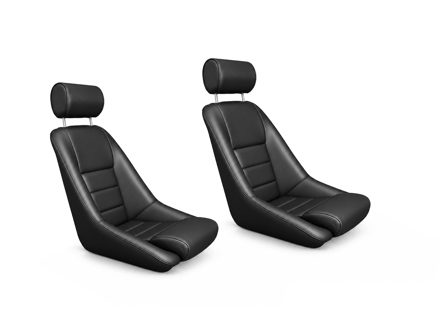 Nürburgring Bucket Seats, Black Leather, SET OF 2. Porsche 356 / 911 / 912 1950–89