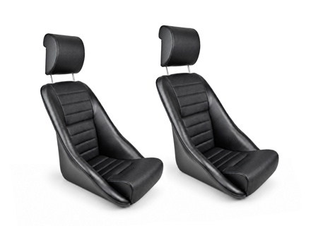 Modell14 Bucket Seats, Black Leatherette /  Basket Weave, SET OF 2. Porsche 356 / 911 / 912 1950–89