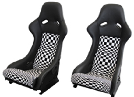 Seats in racing style, Grey leather / Pascha pattern with black seat shell. Porsche 964 / 993 - SET11.1.100A, SET111100A