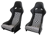 Sitze im Racing-Style, Leder grau / Pascha-Muster mit schwarzer Sitzschale. Porsche 964 / 993 - SET11.1.100A, SET111100A