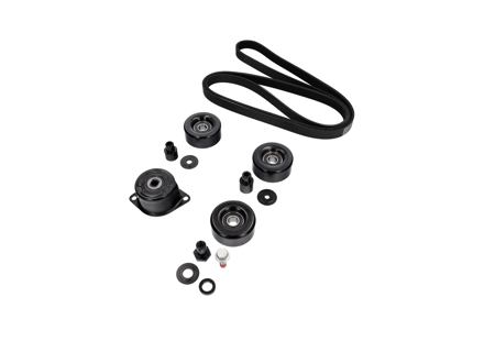 Kompletter Riemenscheiben- und Riemensatz – Spannrolle, Umlenkrollen und Antriebsriemen – für Porsche 997-1 Carrera 3,6 l (Tiptronic) 2005–2008 - 99710226000, 99610236550, 99907204109, 99907205901, 99610211757, 99610211856, 99610212553, 99610211958, 99610212754, 99610215166, 99610215168