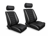 LeMans Bucket Seats, Black Leatherette / Black Basket Weave, SET OF 2. Porsche 356 / 911 / 912 1950–89
