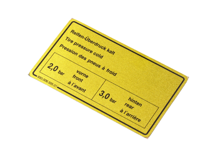 Sticker Tyre Pressure. Porsche 911 Turbo 78-89 - 93000650501 - PAKR6