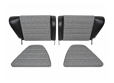 Rear Seat Set, Black Leather or Leatherette / Houndstooth. Porsche 911 / 912 F-Model 1965–73