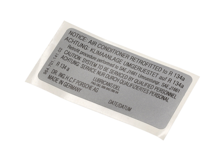 R134a空调改装贴纸。适用于保时捷911/964/944/928 - 96470114102 - PAKK2