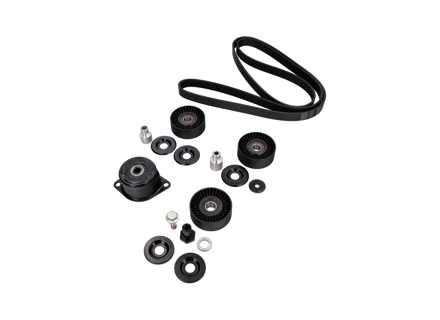 Kit completo de poleas y correas (tensor, poleas guía y correa de transmisión) para Porsche 996 Carrera (manual sin aire acondicionado) 1998-2005 - 99610226050, 99710226000, 99710211800, 99610212552, 99610212553, 99610236550, 99610211958, 99610212752, 99610212754, 99610211756, 99610211757, 99610215165, 99610215167