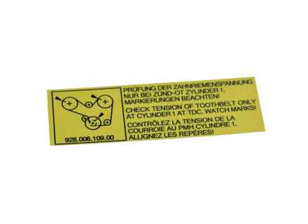 Sticker Camshaft Belt. Porsche 928 1978-86 - 92800610900 - PAKZR