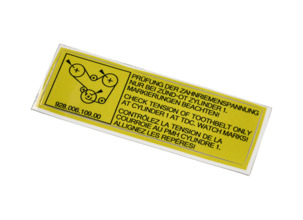 Sticker Camshaft Belt. Porsche 928 1978-86 - 92800610900 - PAKZR