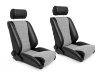 LeMans Bucket Seats, Black / Houndstooth, SET OF 2. Porsche 356 / 911 / 912 1950-89