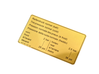 Adesivo Pressione dei pneumatici. Porsche 911 1984-89 / 924 / 944 - 93770112700 - 1601500906