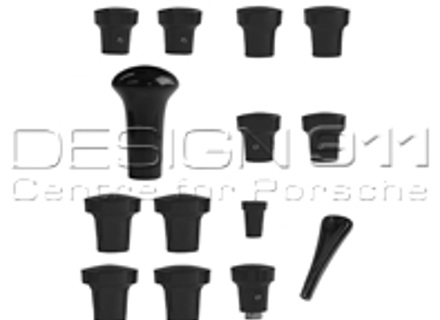 Jeu de boutons de tableau de bord, NOIR. Porsche 356B / 356C - PCG35655200700, 64455281100700, 64455285300700, 64455283100700, 64455282101700, 64455285100
